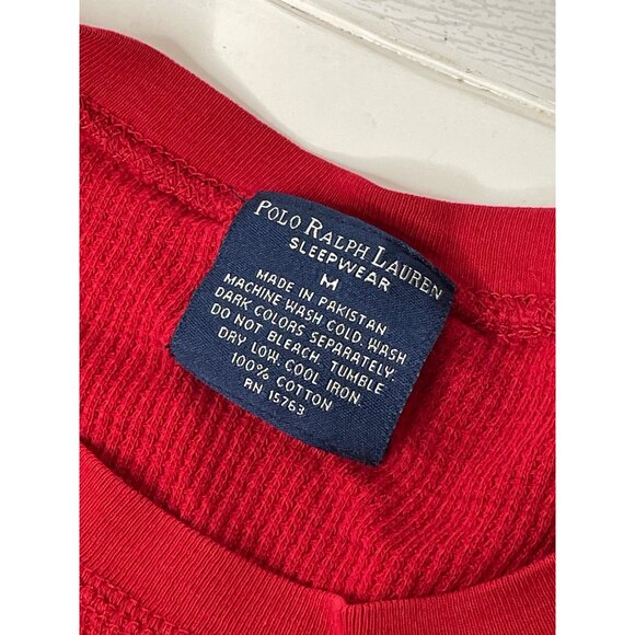 Polo Ralph Womens Lauren Sleepwear Red Thermal Long Sleeve Size Medium - Picture 3 of 4